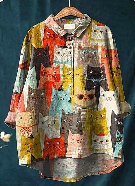 Milo | Artistic Cat Print Women's Casual Blouse