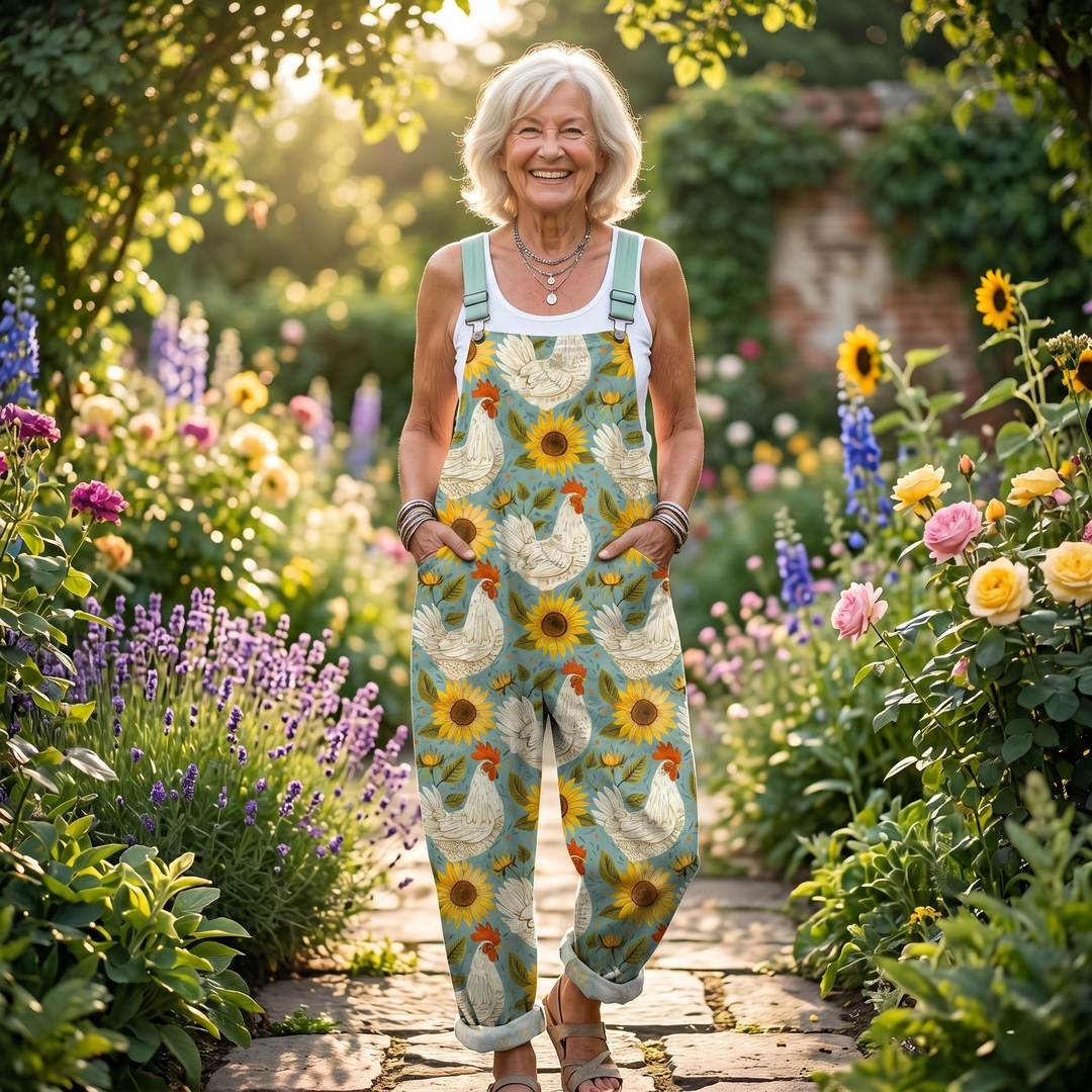 Comfortable Printed Overalls