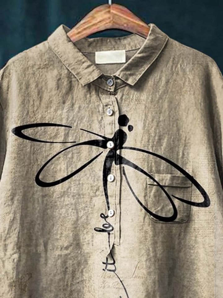 Anaïs | Women’s Graceful Dragonfly Print Casual Shirt