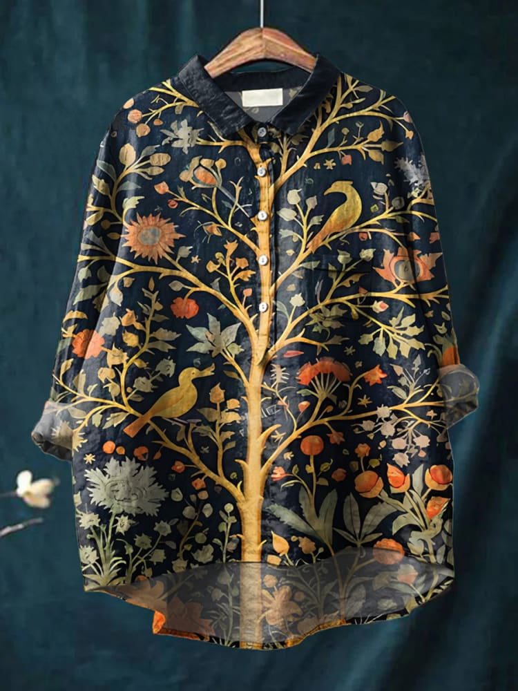 Victoire | Women’s Ornamental Tree Print Casual Shirt