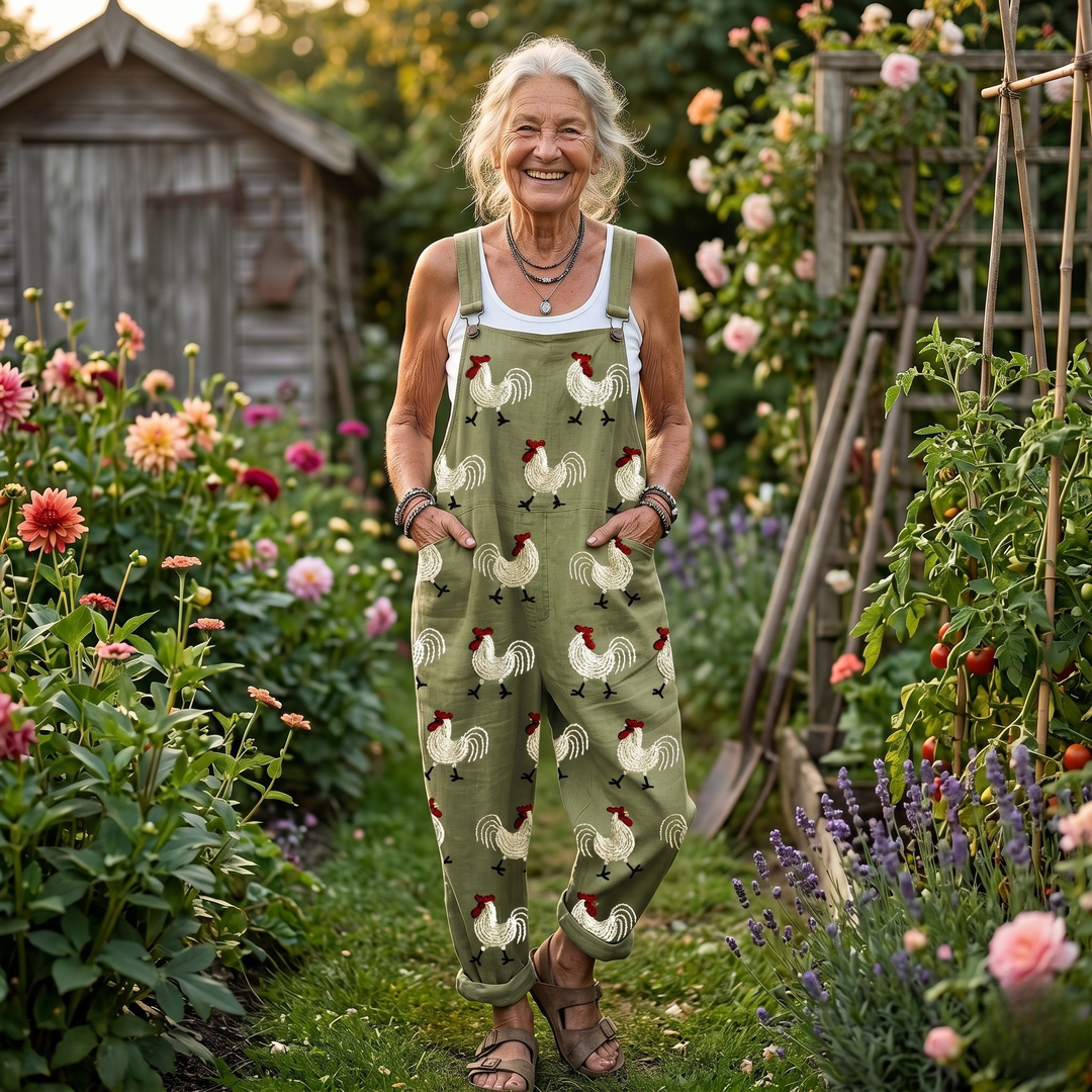 Comfortable Printed Overalls