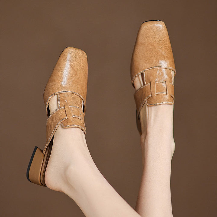 Rosel Leather Mules with Square Toe Shape
