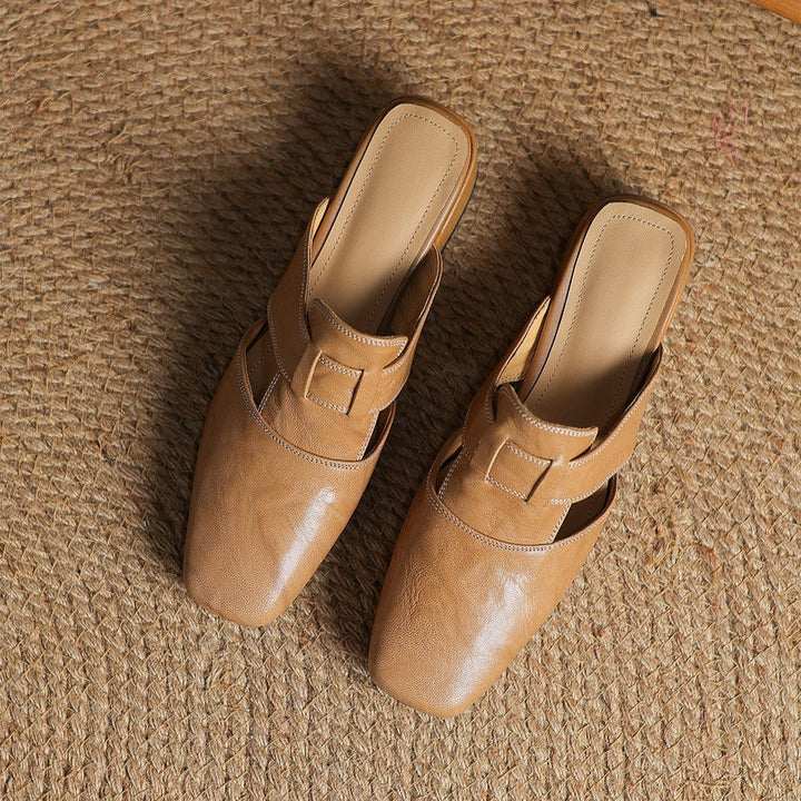 Rosel Leather Mules with Square Toe Shape