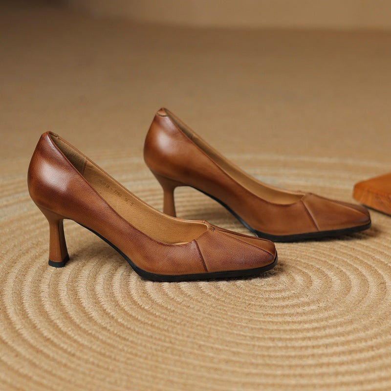 Marisol Leather Pumps with Square Toe Shape