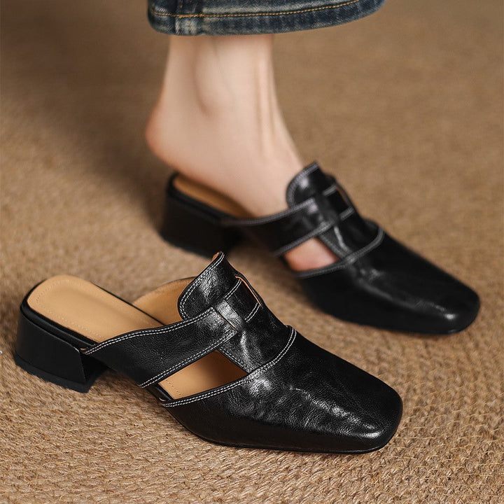 Rosel Leather Mules with Square Toe Shape
