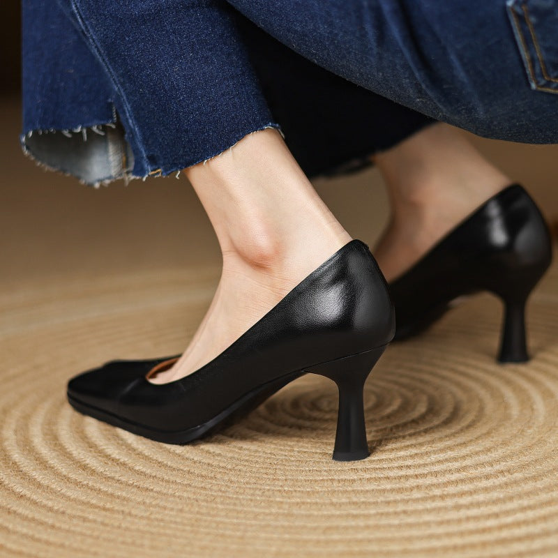 Marisol Leather Pumps with Square Toe Shape