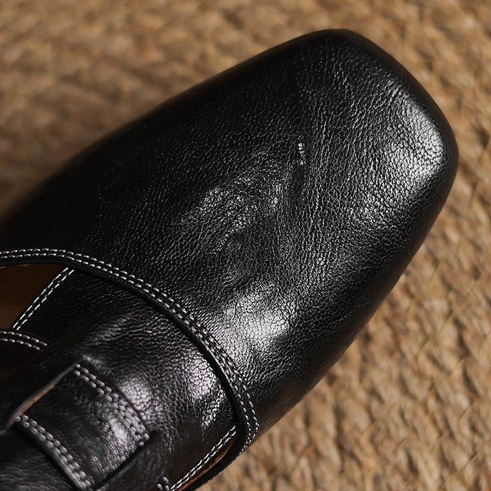 Rosel Leather Mules with Square Toe Shape