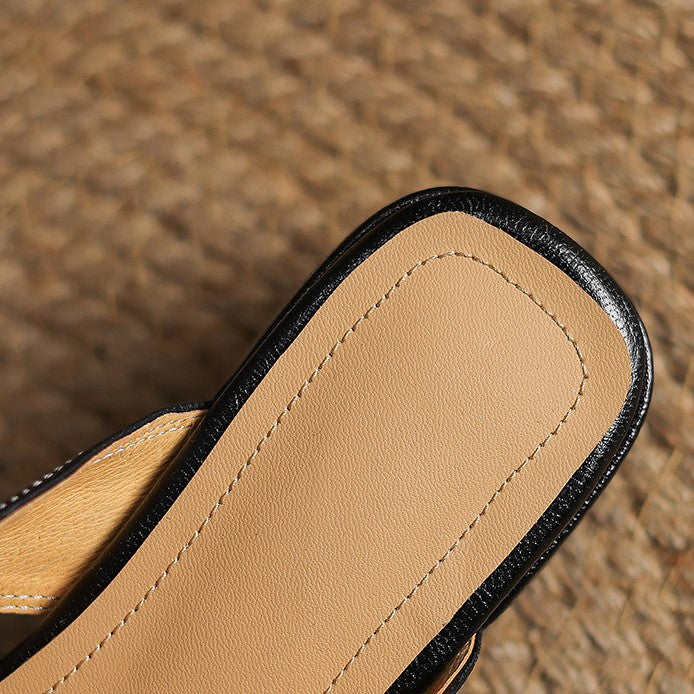 Rosel Leather Mules with Square Toe Shape