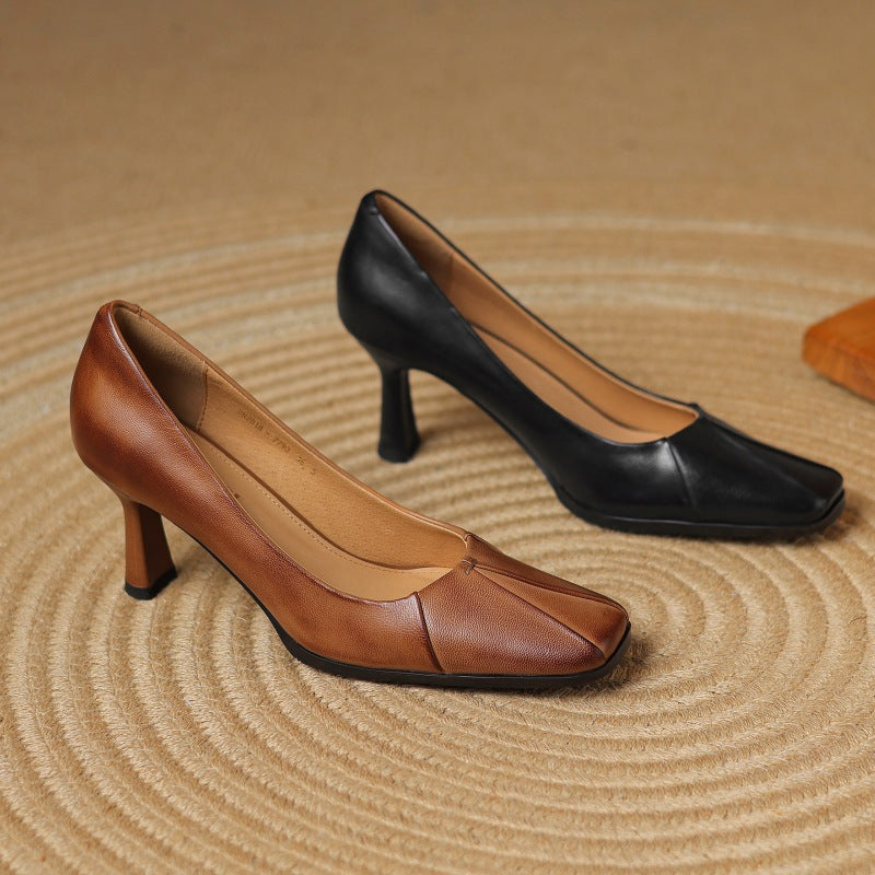 Marisol Leather Pumps with Square Toe Shape