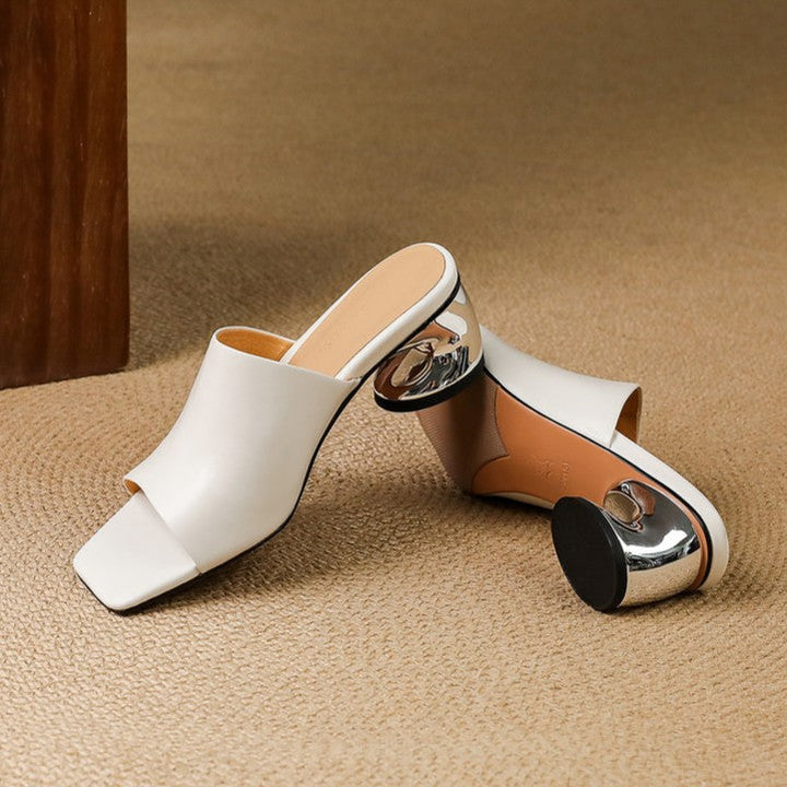 Virelle Curve Leather Mules with Heel