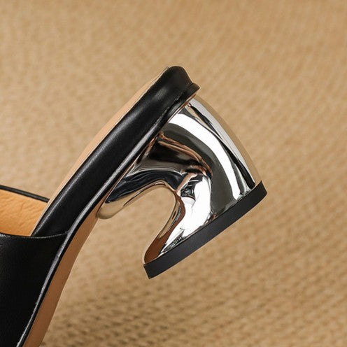 Virelle Curve Leather Mules with Heel