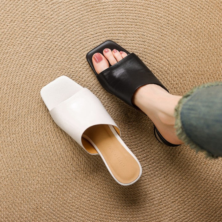 Virelle Curve Leather Mules with Heel