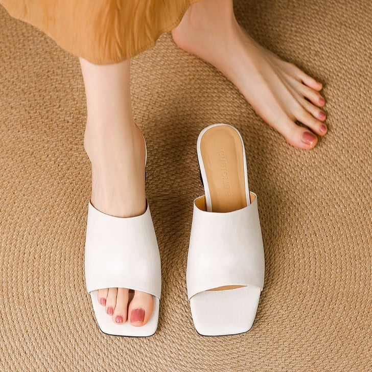 Virelle Curve Leather Mules with Heel