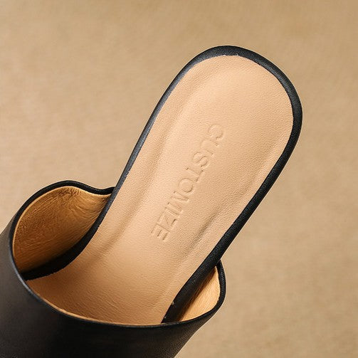 Virelle Curve Leather Mules with Heel