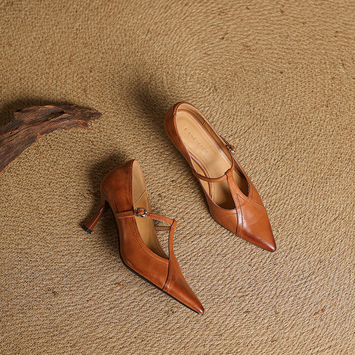 Aveline Leather T-Strap Pumps