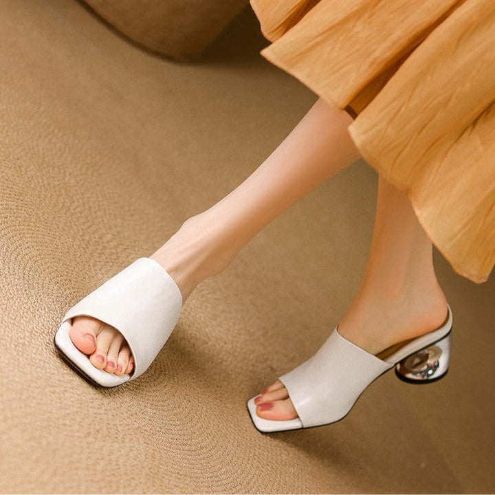 Virelle Curve Leather Mules with Heel