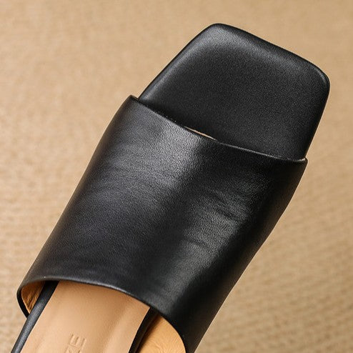 Virelle Curve Leather Mules with Heel