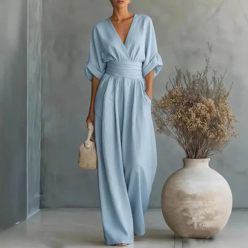 Summer dress Helena with a V-neck