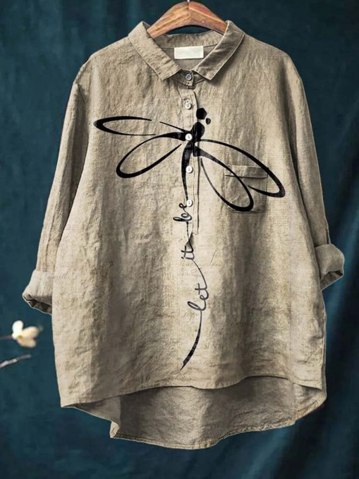 Anaïs | Women’s Graceful Dragonfly Print Casual Shirt